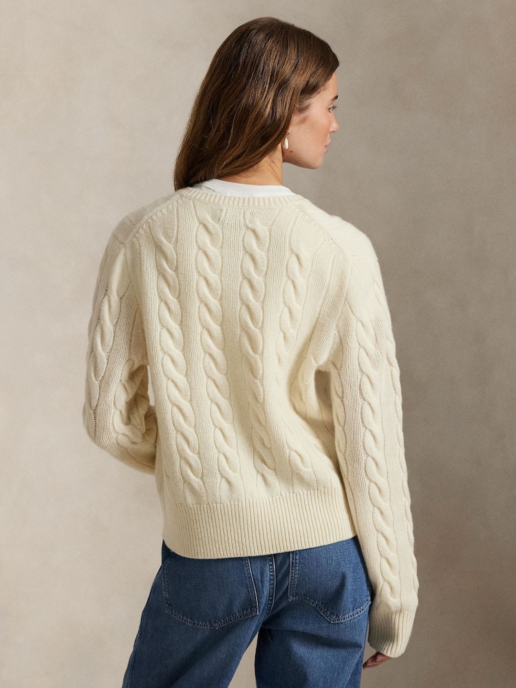 Polo Ralph Lauren Cream Cable Knit Cardigan - Image 2 of 5