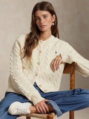 Polo Ralph Lauren Cream Cable Knit Cardigan - Image 4 of 5