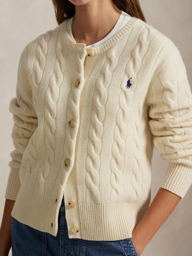 Polo Ralph Lauren Cream Cable Knit Cardigan - Image 5 of 5