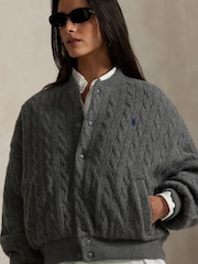 Polo Ralph Lauren Grey Sweater Bomber Coat - Image 1 of 5