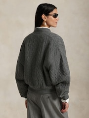 Polo Ralph Lauren Grey Sweater Bomber Coat - Image 2 of 5