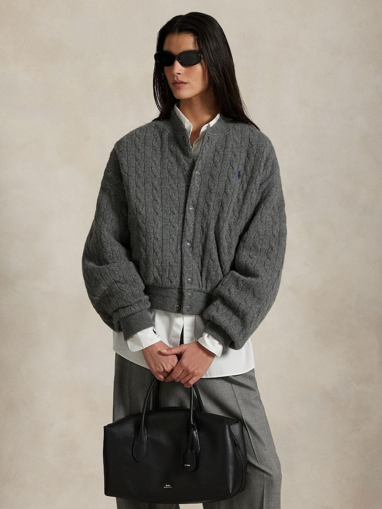 Polo Ralph Lauren Grey Sweater Bomber Coat - Image 5 of 5