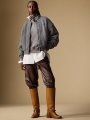 Polo Ralph Lauren Grey Sweater Bomber Coat - Image 6 of 8