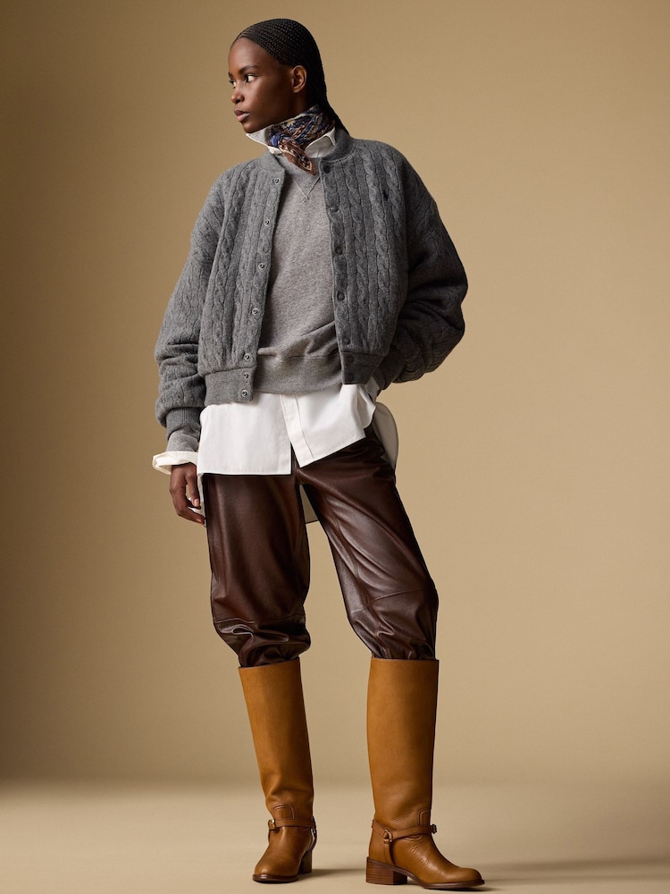 Polo Ralph Lauren Grey Sweater Bomber Coat - Image 8 of 8