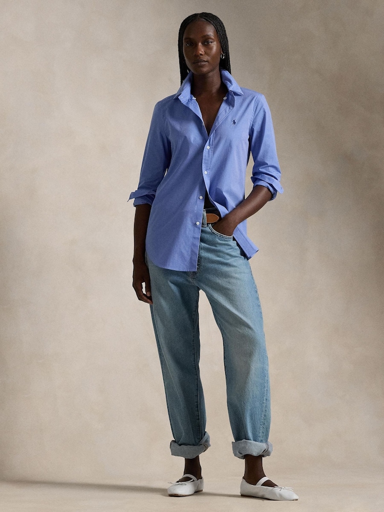 Polo Ralph Lauren Blue Long Sleeve Button Front Shirt - Image 4 of 4