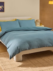 MADE.COM Marine Blue Waffle Duvet Cover and Pillowcase Set - Image 1 of 5
