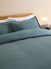 MADE.COM Marine Blue Waffle Duvet Cover and Pillowcase Set - Image 4 of 5