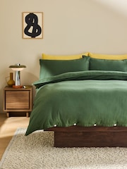 MADE.COM Forest Green Textured Duvet Cover and Pillowcase Set - Image 1 of 6