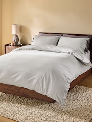 MADE.COM Grey Ansel Stripe 100% Cotton Duvet Cover and Pillowcase Set - Image 1 of 5