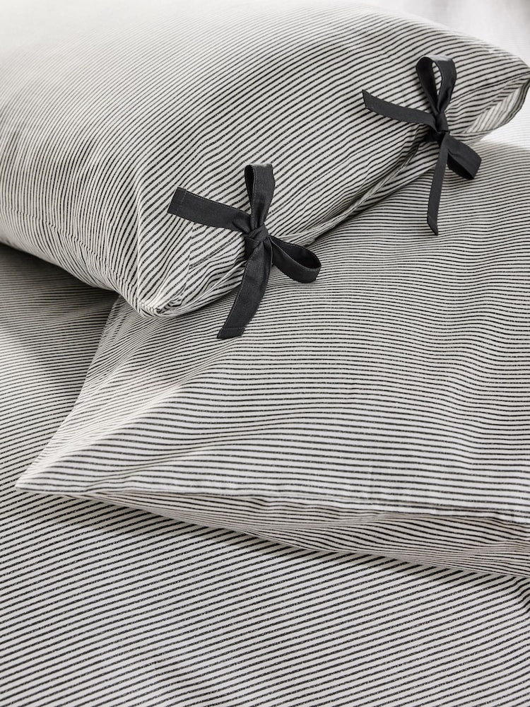 MADE.COM Grey Ansel Stripe 100% Cotton Duvet Cover and Pillowcase Set - Image 2 of 5