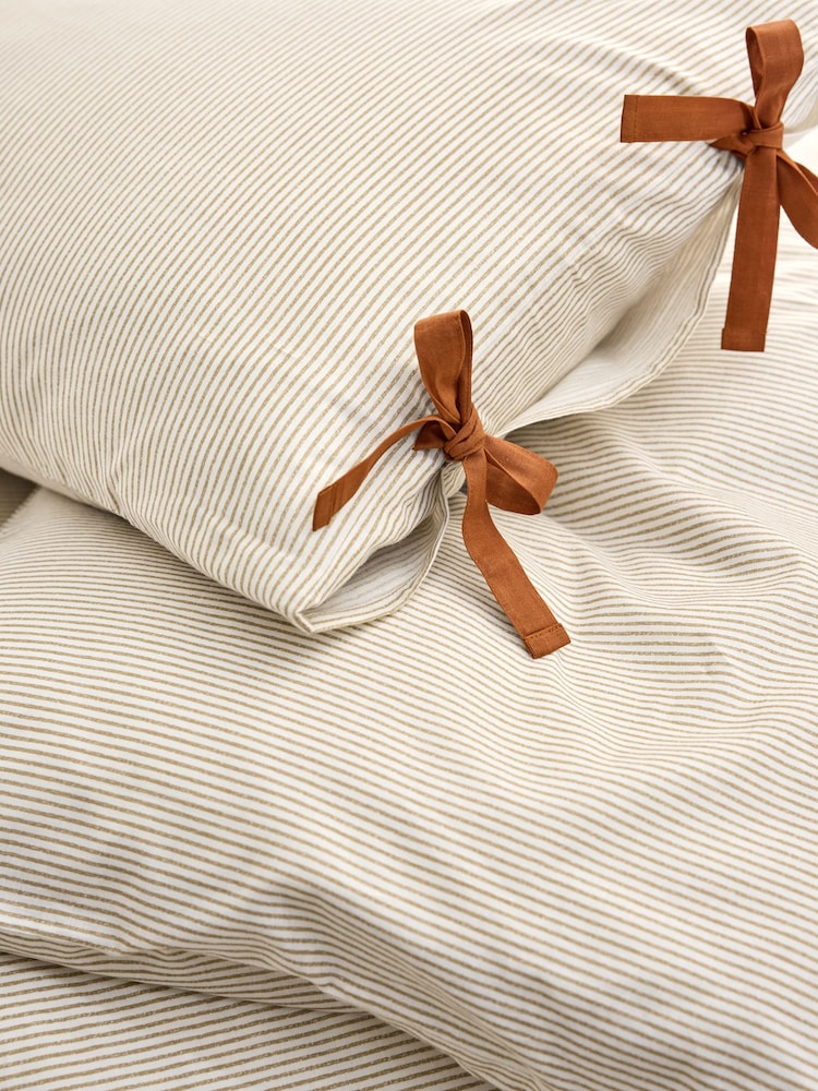 MADE.COM Natural Ansel Stripe 100% Cotton Duvet Cover and Pillowcase Set - Image 1 of 5