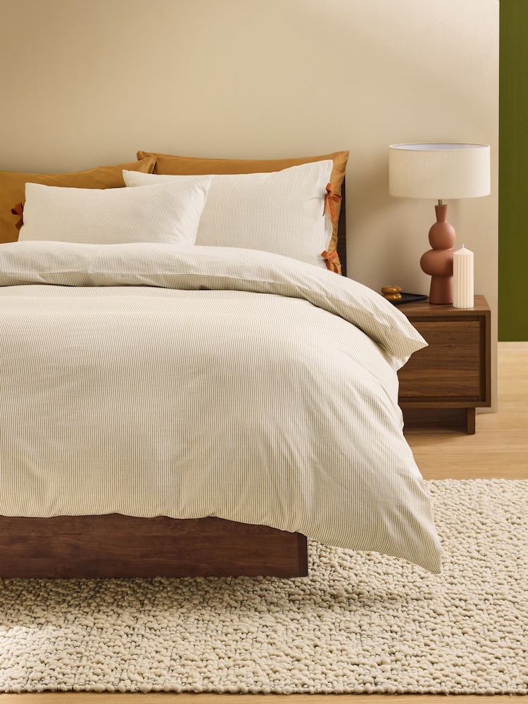 MADE.COM Natural Ansel Stripe 100% Cotton Duvet Cover and Pillowcase Set - Image 2 of 5