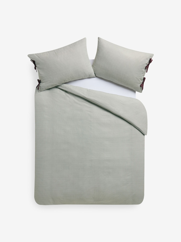 MADE.COM Green Ansel Stripe 100% Cotton Duvet Cover and Pillowcase Set - Image 5 of 5