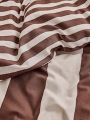 MADE.COM Chocolate Brown Donni Wide Stripe 100% Cotton Duvet Cover and Pillowcase Set - Image 3 of 4