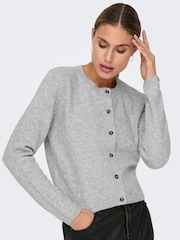 JDY Grey Crew Neck Knitted Cardigan - Image 1 of 6