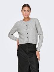 JDY Grey Crew Neck Knitted Cardigan - Image 3 of 6