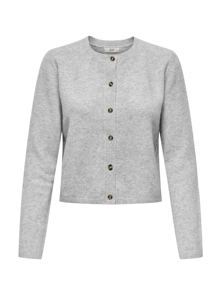 JDY Grey Crew Neck Knitted Cardigan - Image 5 of 6