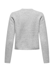 JDY Grey Crew Neck Knitted Cardigan - Image 6 of 6