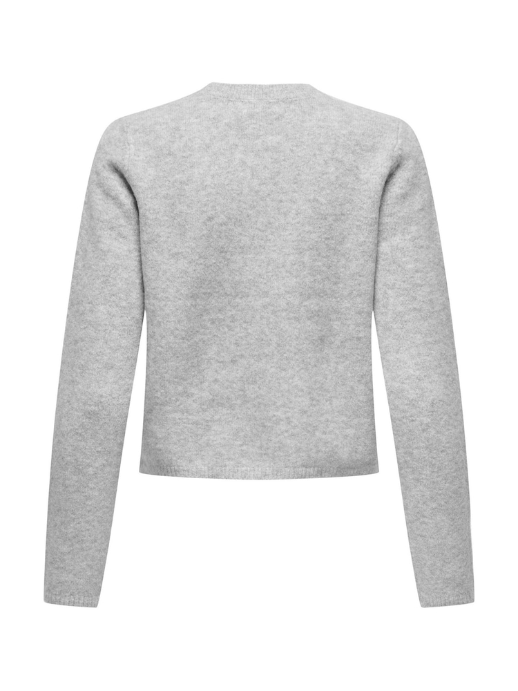 JDY Grey Crew Neck Knitted Cardigan - Image 6 of 6