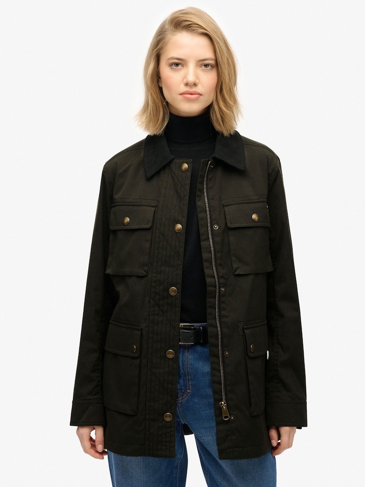 Superdry Green Wax Jacket - Image 1 of 7 Superdry Green Wax Jacket - Image 1 of 7