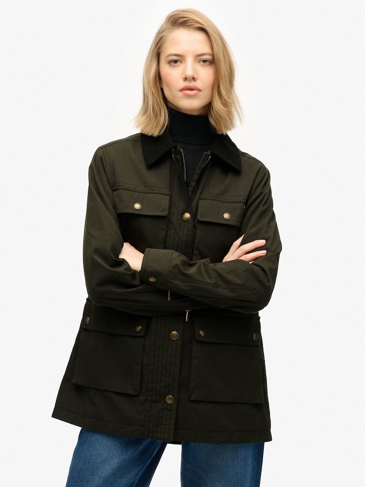Superdry Green Wax Jacket - Image 2 of 7 Superdry Green Wax Jacket - Image 2 of 7