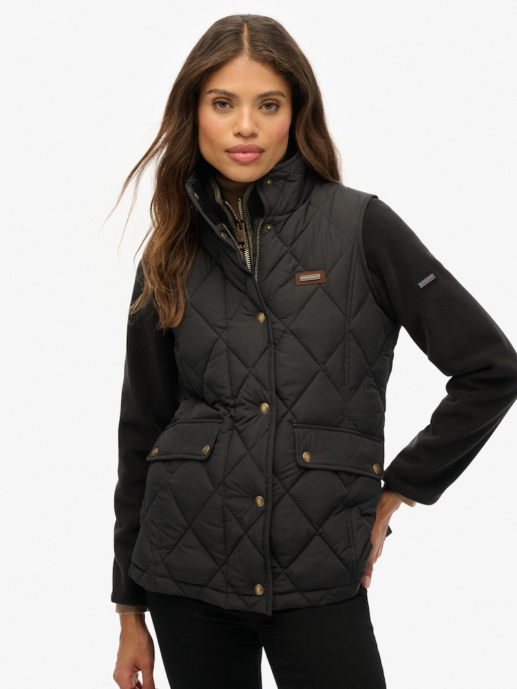 Superdry Black Sports Puffer Gilet - Image 2 of 7