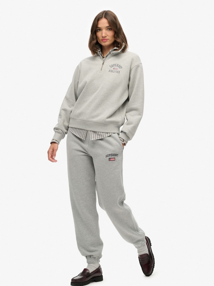 Superdry Grey ATH Essential Boyfriend Joggers - Image 1 of 6