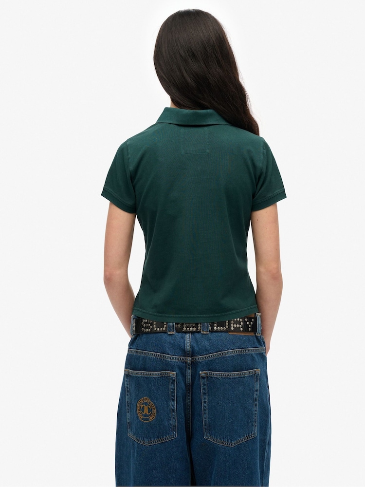 Superdry Green Ath Essential Graphic Polo Shirt - Image 2 of 3