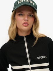Superdry Black Athletic Essential Zip Through Track Sweat Top - Image 3 of 5