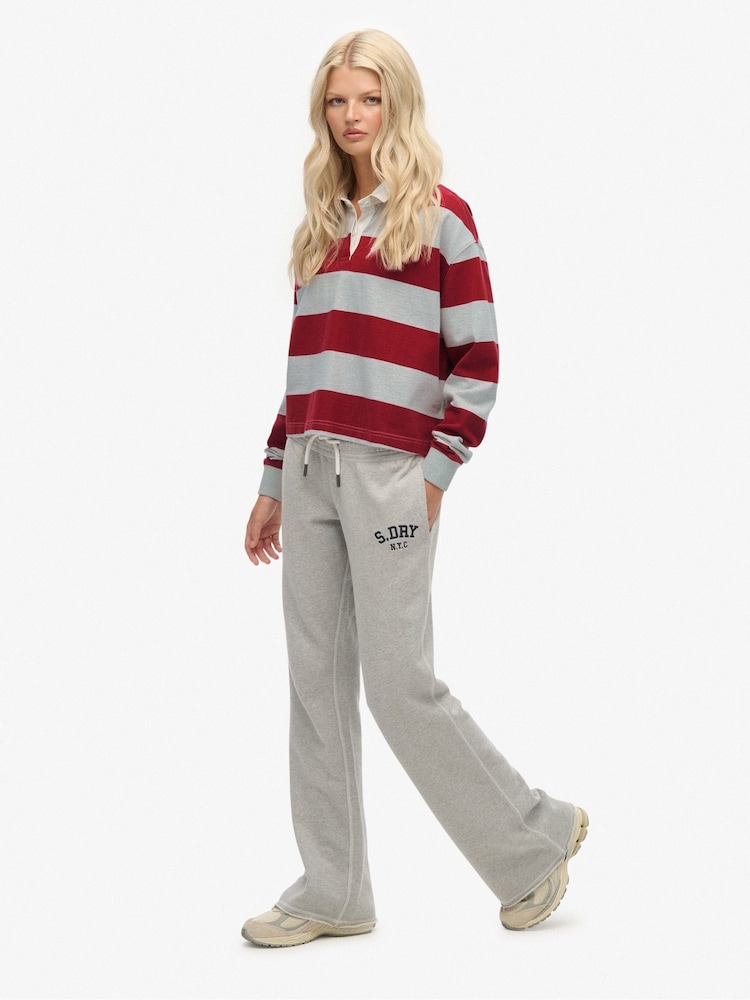 Superdry Grey Athletic Embroidered Flare Joggers - Image 2 of 6 Superdry Grey Athletic Embroidered Flare Joggers - Image 2 of 6
