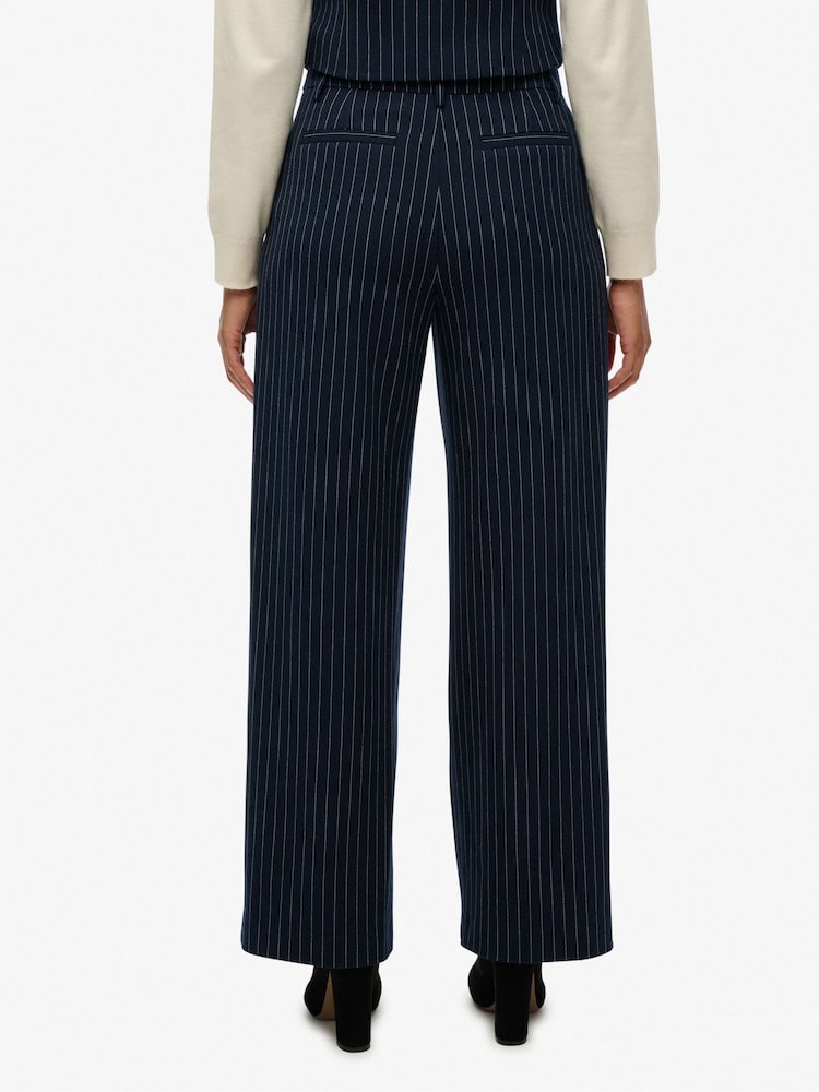 Superdry Blue Mid Rise Wide Leg Tailored Joggers - Image 2 of 6