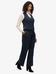 Superdry Blue Mid Rise Wide Leg Tailored Joggers - Image 4 of 6
