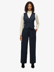 Superdry Blue Mid Rise Wide Leg Tailored Joggers - Image 5 of 6