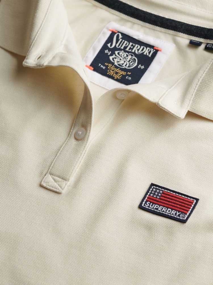 Superdry Cream Ath Essential Graphic Print Polo Shirt - Image 6 of 6 Superdry Cream Ath Essential Graphic Print Polo Shirt - Image 6 of 6