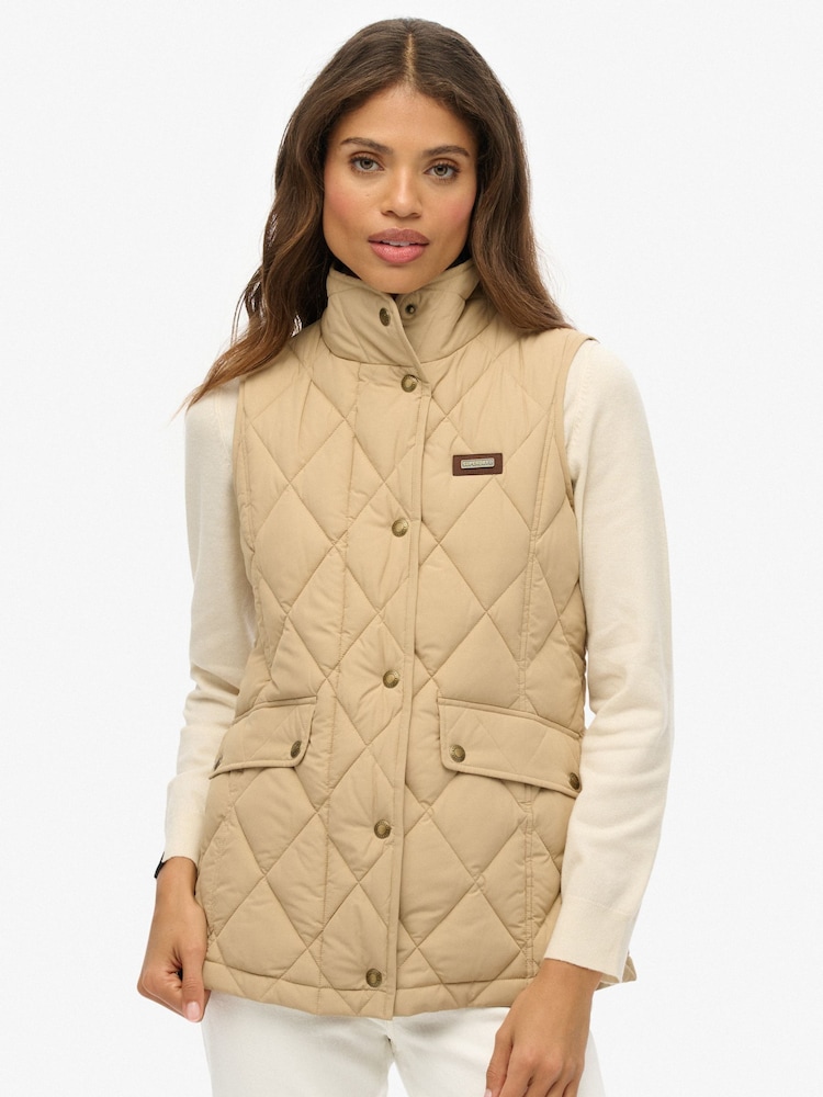 Superdry Brown Sports Puffer Gilet - Image 1 of 7