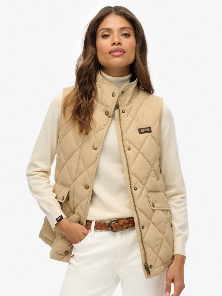 Superdry Brown Sports Puffer Gilet - Image 2 of 7