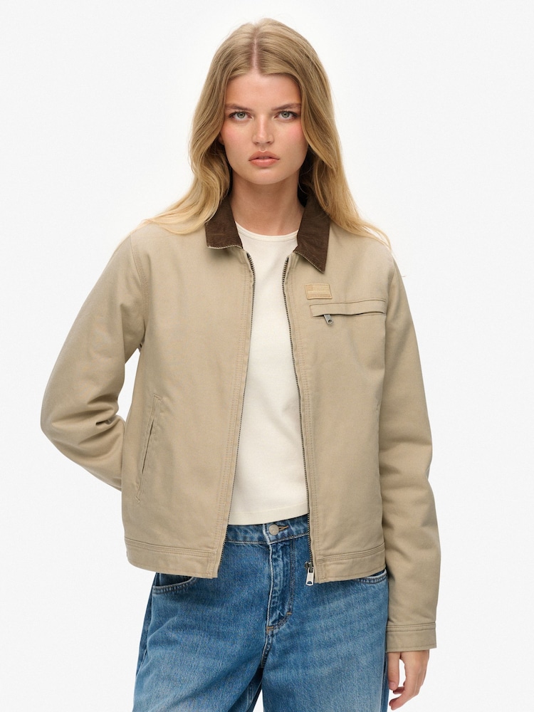 Superdry Brown Cord Collar Quilt Ranch Jacket - Image 1 of 7 Superdry Brown Cord Collar Quilt Ranch Jacket - Image 1 of 7