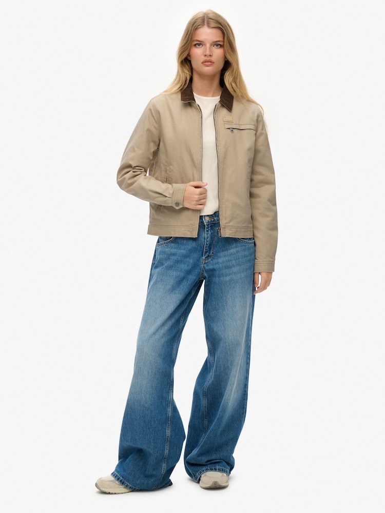 Superdry Brown Cord Collar Quilt Ranch Jacket - Image 2 of 7 Superdry Brown Cord Collar Quilt Ranch Jacket - Image 2 of 7