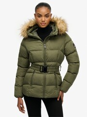 Superdry Green Fuji Belted Puffer Jacket - Image 2 of 9