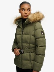 Superdry Green Fuji Belted Puffer Jacket - Image 5 of 9