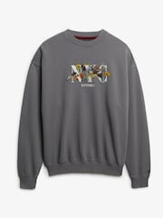 Superdry Grey Night Garden Oversized Crew Sweatshirt - Image 5 of 6