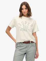 Superdry Cream Athletic Essentials Loose T-Shirt - Image 1 of 5