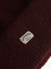 Superdry Red Rib Knitted Beanie Hat - Image 2 of 2