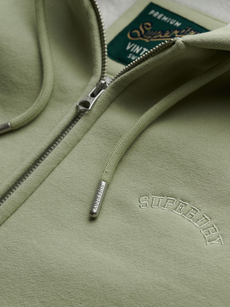 Superdry Green Borg Lined Zip Hoodie - Image 2 of 2