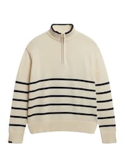 Superdry Cream Knitted Half Zip Jumper - Image 1 of 1
