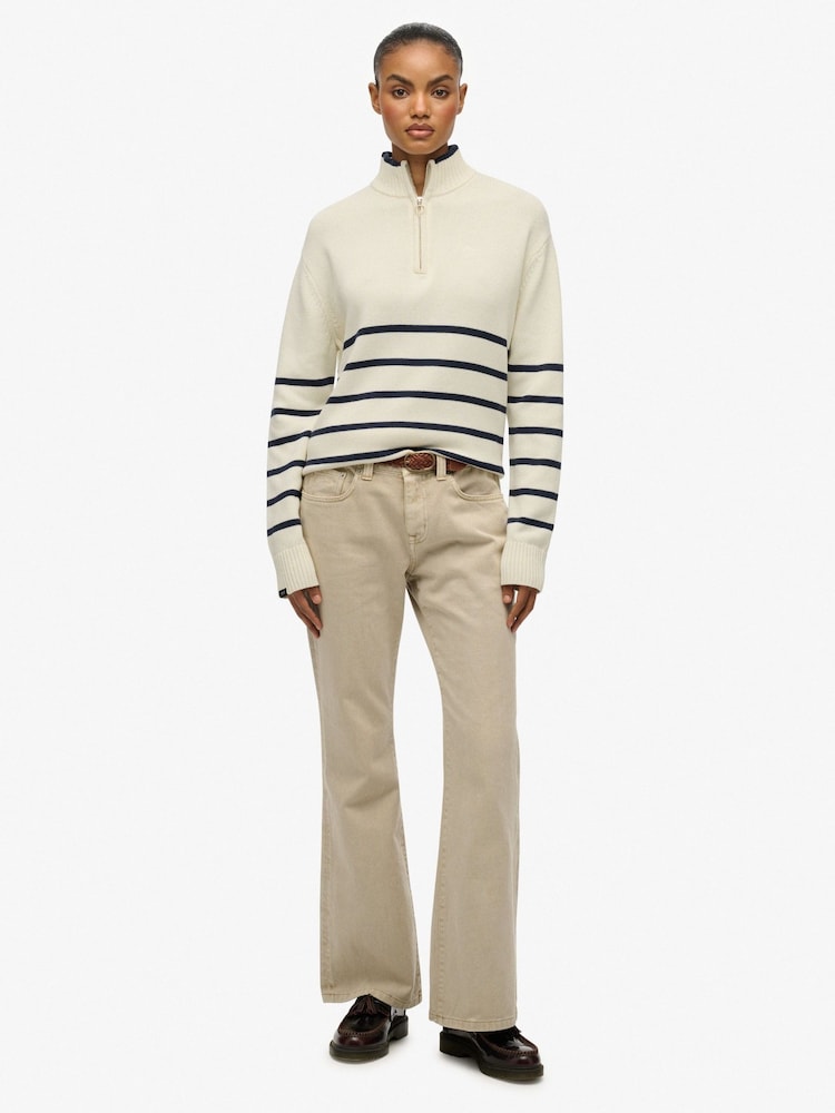 Creme - Superdry Knitted Half Zip Jumper - Bild 2 von 6