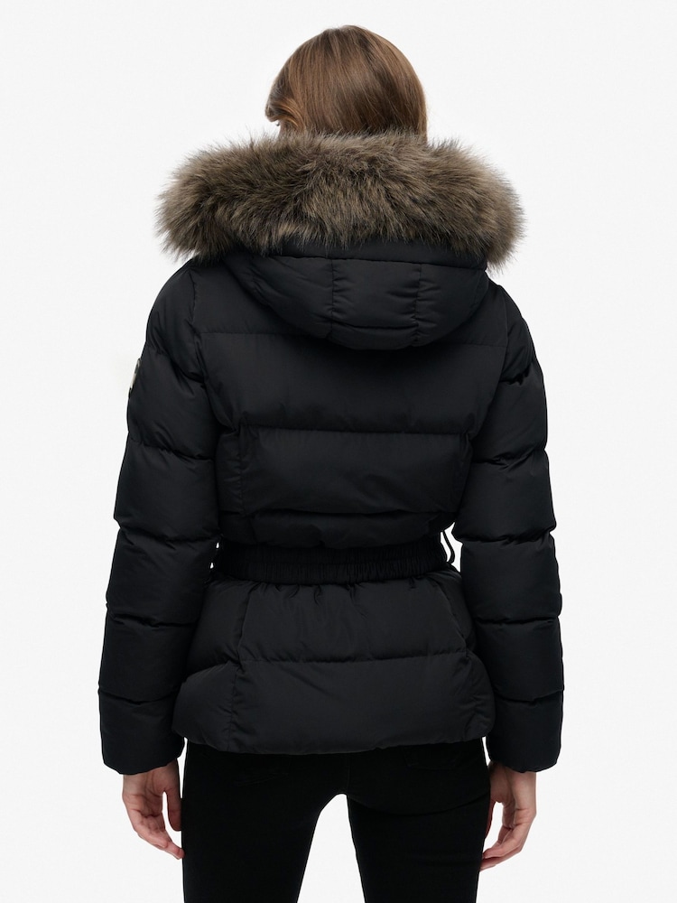 Superdry Black Fuji Belted Puffer Jacket - Image 2 of 7