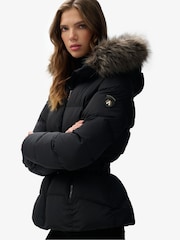 Superdry Black Fuji Belted Puffer Jacket - Image 4 of 7