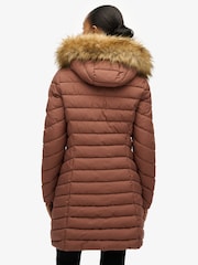 Superdry Brown Fuji Faux Hood Mid Length Coat - Image 2 of 5