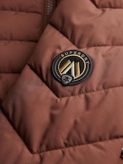 Superdry Brown Fuji Faux Hood Mid Length Coat - Image 5 of 5